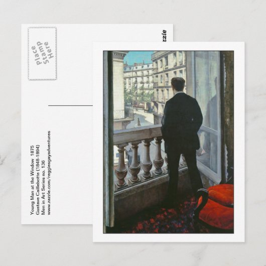 Young Man at Window by Gustave Caillebotte ポストカード (正面/裏面)