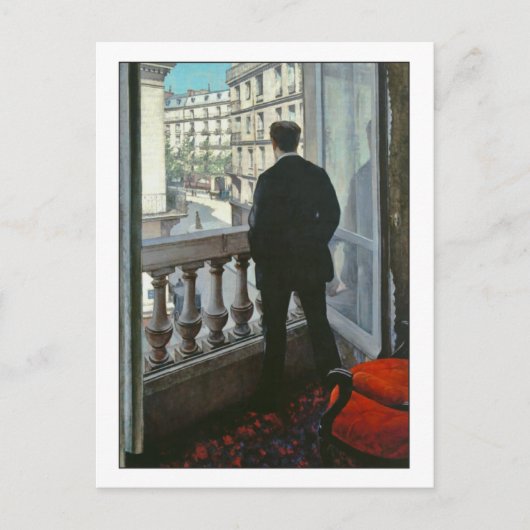 Young Man at Window by Gustave Caillebotte ポストカード (正面)