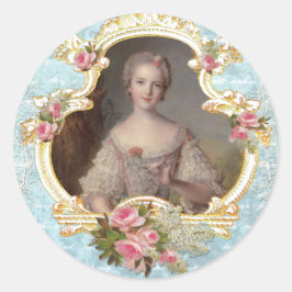 Young Marie Antoinette n Pink Rosesステッカー ラウンドシール