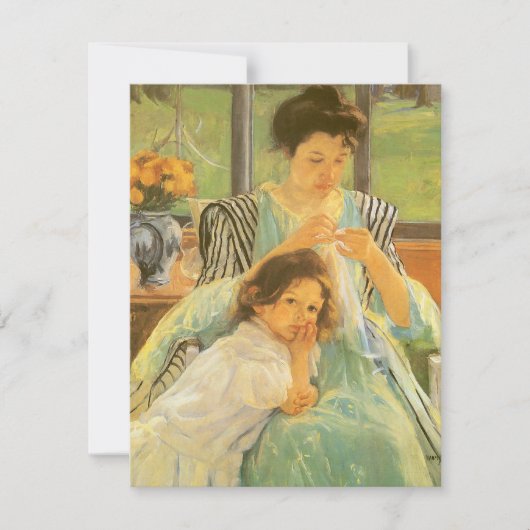Young Mother裁縫by Mary Cassatt,ヴィンテージ・アート (正面)