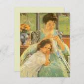 Young Mother裁縫by Mary Cassatt,ヴィンテージ・アート (正面/裏面)