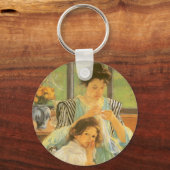 Young Mother裁縫by Mary Cassatt,ヴィンテージ・アート キーホルダー (正面)