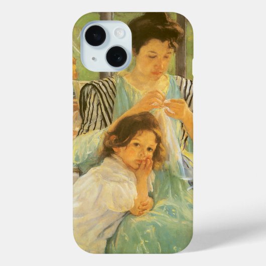 Young Mother裁縫by Mary Cassatt,ヴィンテージ・アート Case-Mate iPhoneケース (裏面)