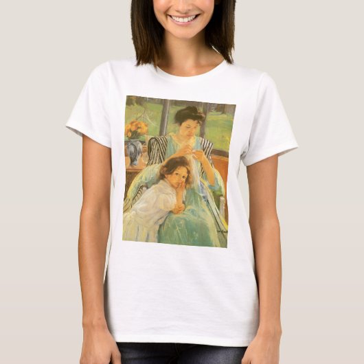 Young Mother裁縫by Mary Cassatt,ヴィンテージ・アート Tシャツ (正面)