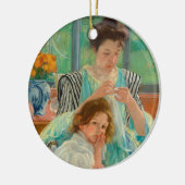 Young Mother Sewing | Mary Cassatt セラミックオーナメント (左)