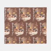 Young Native American Posing on a Wood Wall フリースブランケット (正面(横))