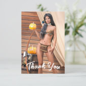 Young Native American Posing on Wood Wall サンキューカード (スタンド正面)