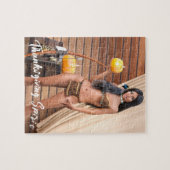 Young Native American Posing on Wood Wall ジグソーパズル (横)