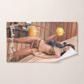 Young Native American Posing on Wood Wall ハンドタオル (ハンドタオル)