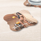 Young Native American Posing on Wood Wall ペーパーコースター (アングル)