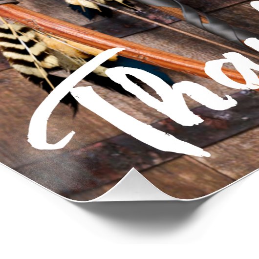 Young Native American Posing on Wood Wall ポスター (コーナー)