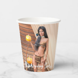 Young Native American Posing on Wood Wall 紙コップ