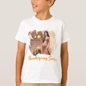 Young Native American Posing on Wood Wall Tシャツ (正面)