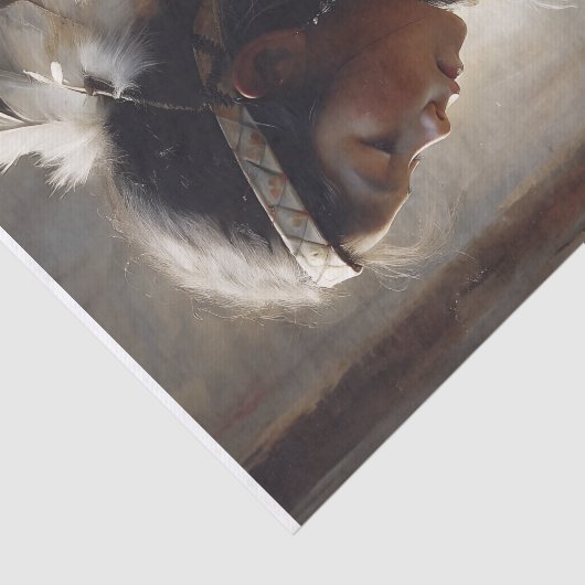 Young Native Girl Feather Headdress Decoupage 薄葉紙 (詳細)