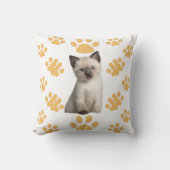 Young Siamese Cat White Beige パーソナライズされた Gift クッション (正面)