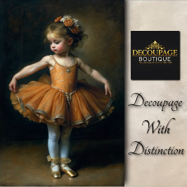Young Vintage Ballerina in Orange Tutu Decoupage 薄葉紙