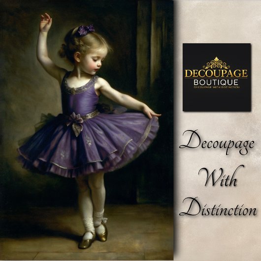 Young Vintage Ballerina in Violet Decoupage 薄葉紙