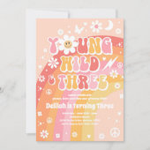 Young Wildと3つのヒッピー3歳の誕生日パーティー 招待状 (正面)