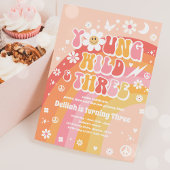 Young Wildと3つのヒッピー3歳の誕生日パーティー 招待状