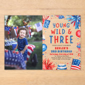 Young Wildと3月4日7月3日の誕生日パーティー アクリル招待状 (正面)