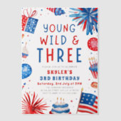 Young Wildと3月4日7月3日の誕生日パーティー ベラム紙招待状 (正面)