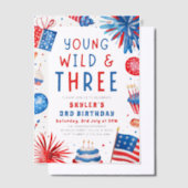 Young Wildと3月4日7月3日の誕生日パーティー ベラム紙招待状 (オフセット)