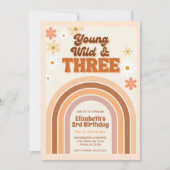 Young WildとTHREEレトロ誕生日の招待状 招待状 (正面)