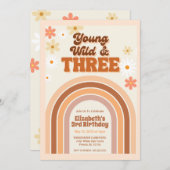 Young WildとTHREEレトロ誕生日の招待状 招待状 (正面/裏面)