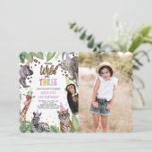 Young WildとTHREE Safariの3番目の誕生日フォト 招待状 (スタンド正面)