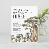 Young Wildモダン and Three Safari 3歳の誕生日 招待状 (スタンド正面)