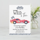 YOUNG Wild と3歳の誕生日をお祝いしよう レッド レースカー 招待状 (スタンド正面)