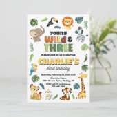 Young Wild & 3サファリ動物園の動物の誕生日パーティー 招待状 (スタンド正面)