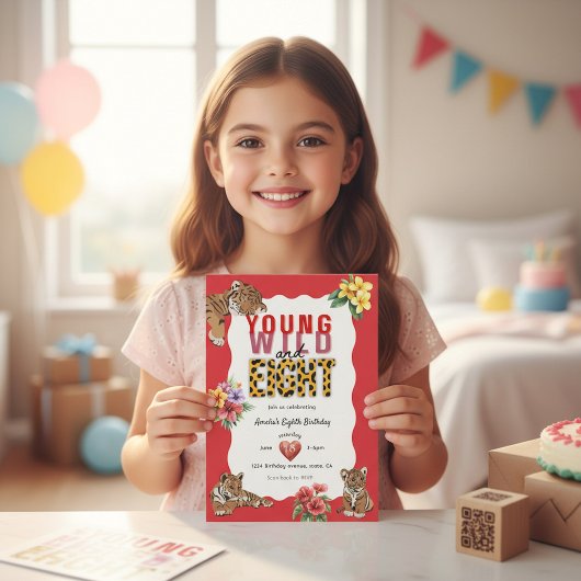 Young Wild and Eight Tiger Jungle Birthday  招待状