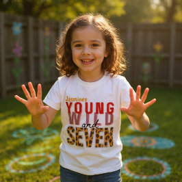 Young Wild and Seven Leopard Print Birthday Girl  Tシャツ