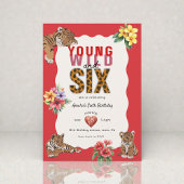 Young Wild and Six Tiger Floral Birthday 招待状
