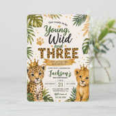 Young Wild and Three サファリジャングル 3歳の誕生日 招待状 (スタンド正面)