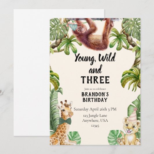 Young, wild and three 招待状 (正面/裏面)