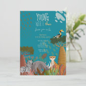 Young Wild And Three Animals Safari 3rd Birthday 招待状 (スタンド正面)