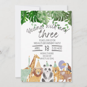 Young, Wild and Three birthday招待状 招待状