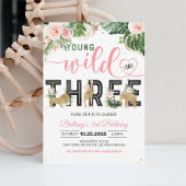 Young Wild and Three Girl 3歳の誕生日招待状 招待状