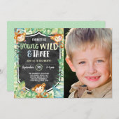 Young Wild and Three Jungle Birthday Party写真 招待状 (正面/裏面)