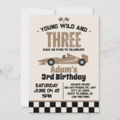 Young Wild and Three Race Car 3rd Birthdayパーティー 招待状 (正面)