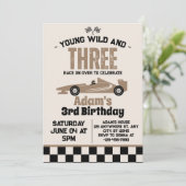 Young Wild and Three Race Car 3rd Birthdayパーティー 招待状 (スタンド正面)