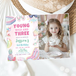 Young Wild And Three - Summer Girl Birthday Photo 招待状