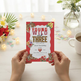 Young Wild and Three Tiger Tropical Birthday 招待状