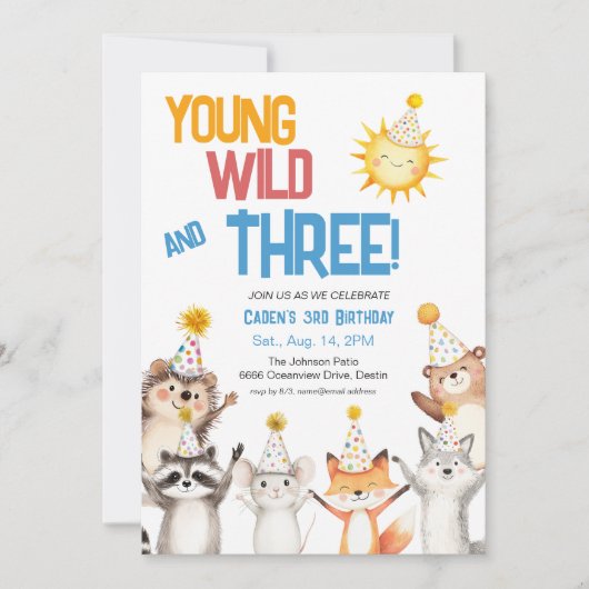 Young Wild and Three Zoo Animals 招待状 (正面)