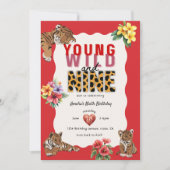 Young Wild Nine Tiger Jungle Birthday 招待状 (正面)
