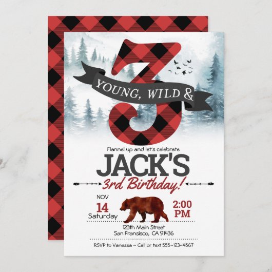 Young Wild & Threeの招待、Lumberjack 3rd 招待状 (正面/裏面)