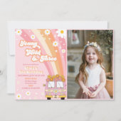 Young Wild Threeレトロレインボー3rdバースデーフォト 招待状 (正面)