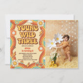 Young Wild Threeレトロレインボー3rdバースデーフォト 招待状 (正面)